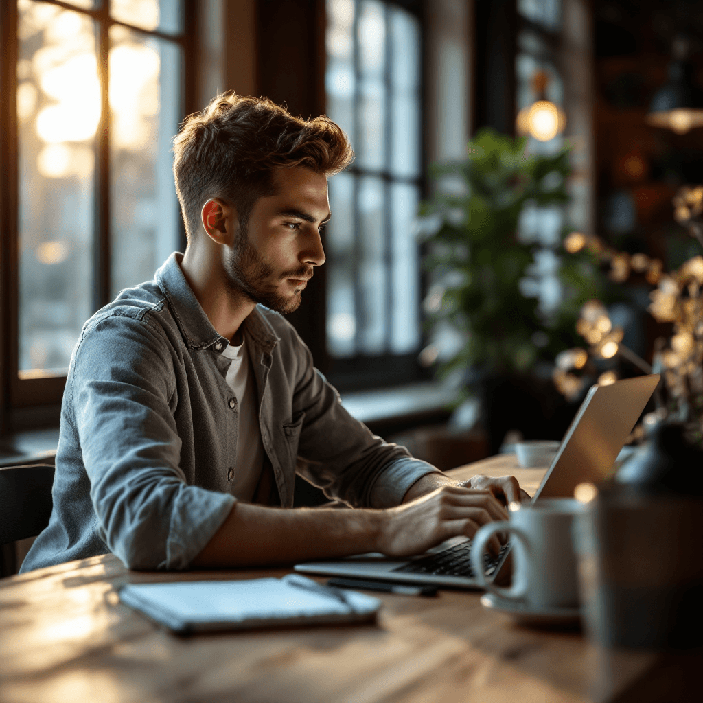 Angela Yu Web Developer Bootcamp Review: Is It Worth It in 2026? Young professional coding on laptop in a bright modern co-working space with HTML CSS and JavaScript visible on screen