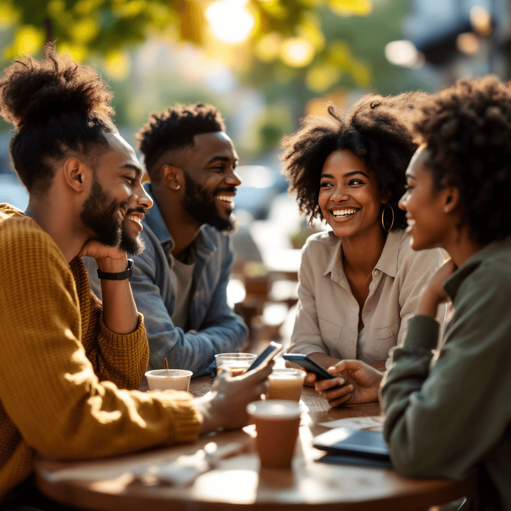 7 Benefits of Language Learning and How to Start Today Benefits of language learning - diverse group of friends conversing in multiple languages at a cafe