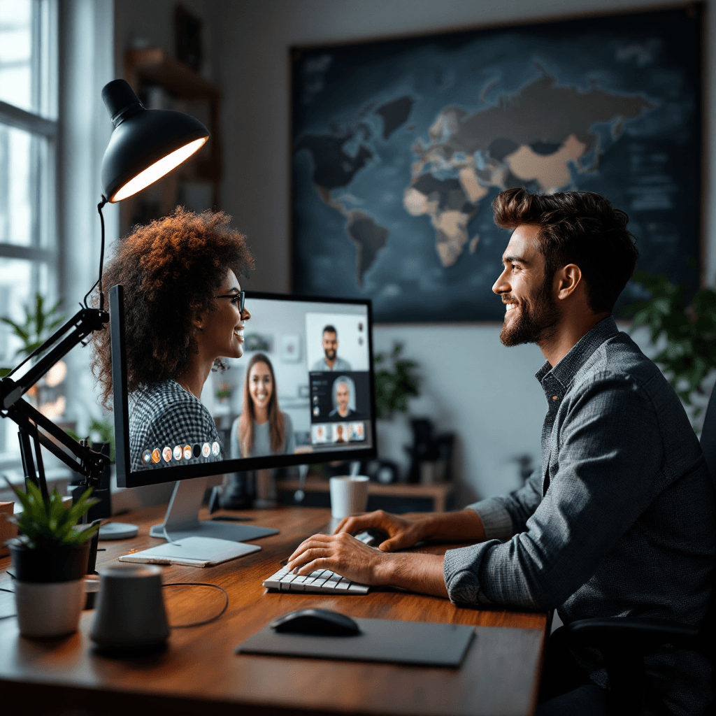 How to Teach Languages on Preply and Earn $25+/Hour Language tutor teaching online from stylish home office with dual monitors