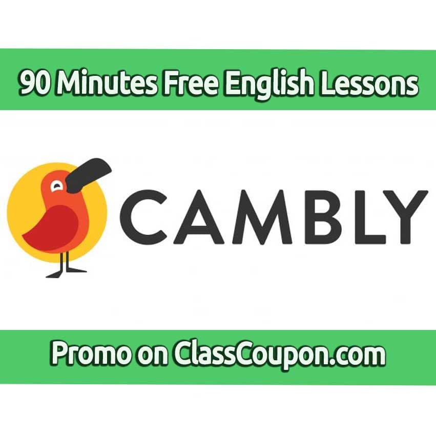 90 Minutes Free Cambly Coupon English lessons. Get 90 minutes of free 1-on-1 private English lessons on Cambly via sing up on Class Coupon